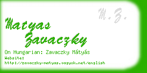 matyas zavaczky business card
